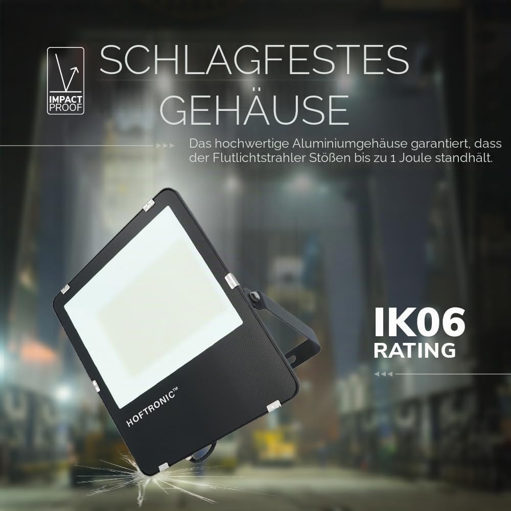 HOFTRONIC - LED Strahler Aussen 100W 16000 Lumen 160lm/W 6400K Kaltweiss LED Flutlicht Aussenleuchte