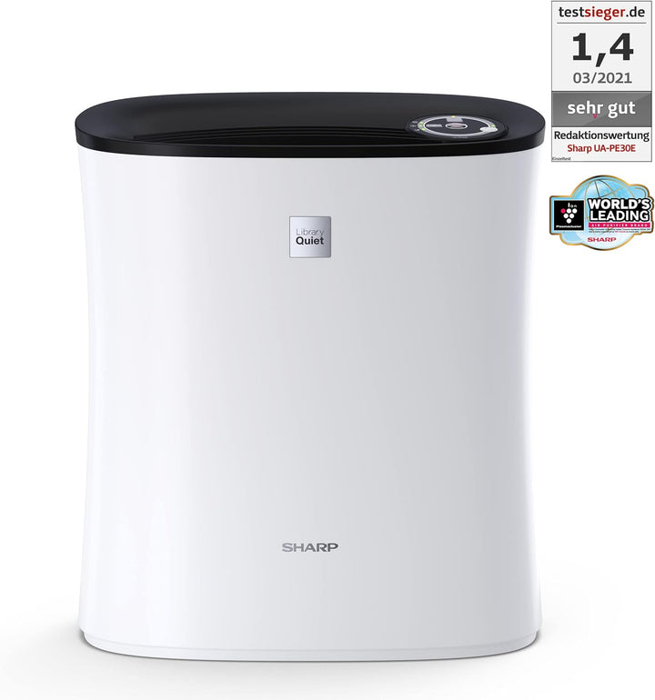 SHARP UA-PE30E-WB Luftreiniger für Räume bis zu 21 qm, 2-Stufen Filtersystem (Vorfilter, HEPA-Filter