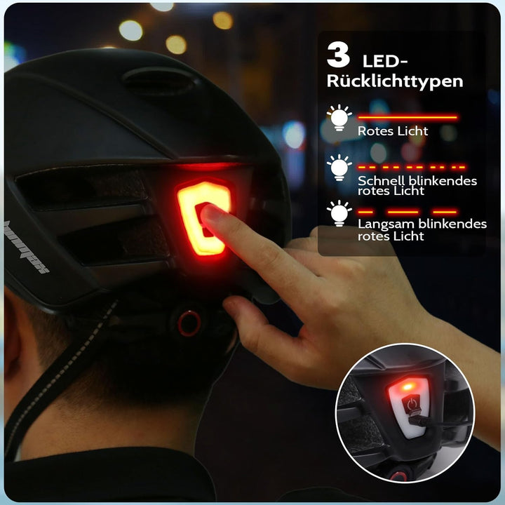 Shinmax Fahrradhelm Herren Damen mit Licht USB-Aufladung Fahrradhelm mit Visier Magnetische Abnehmba