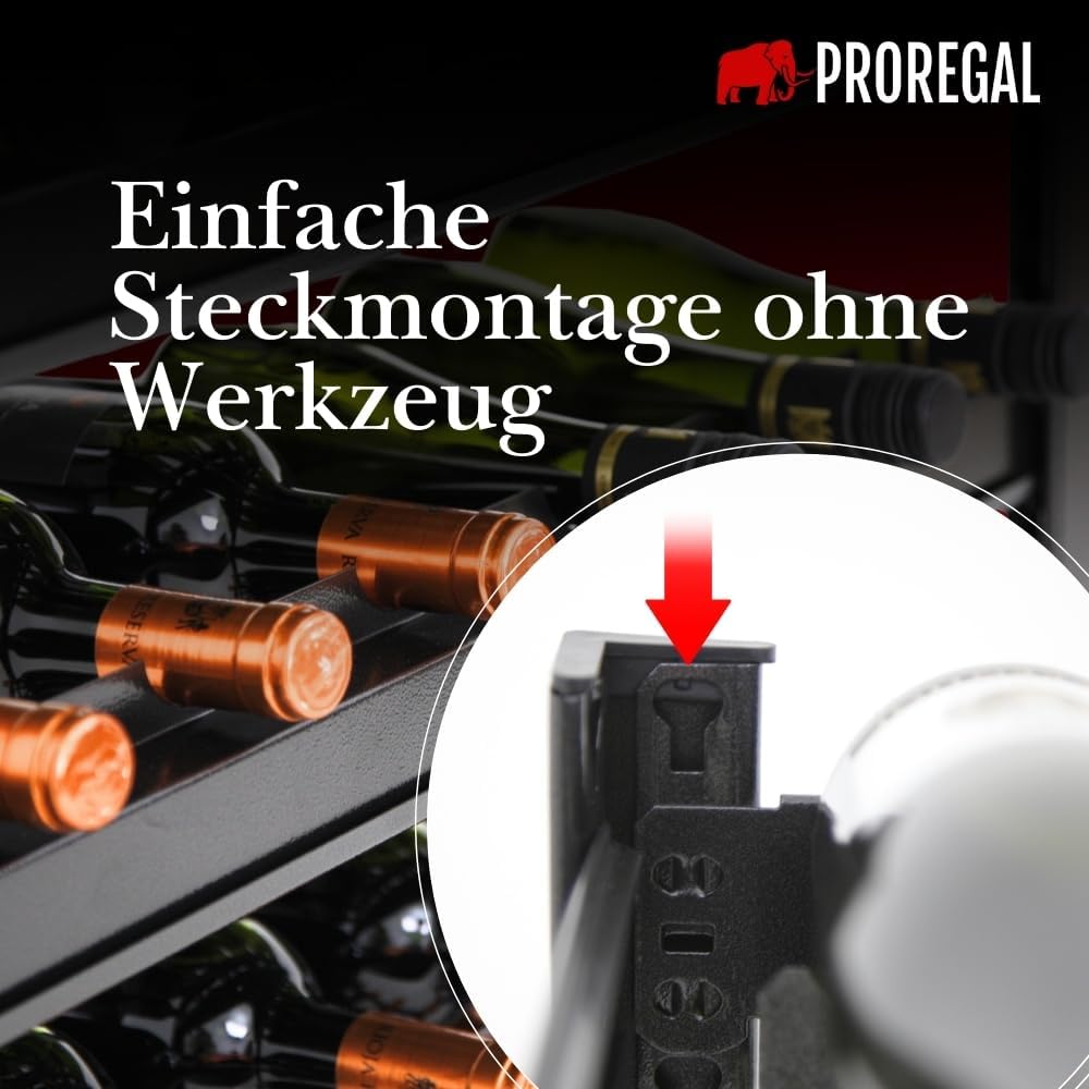 PROREGAL Weinregal Toskana, HxBxT 75x60x30 cm, 30 Flaschen auf 5 Ebenen, Schwarz, Wein Metallregal,