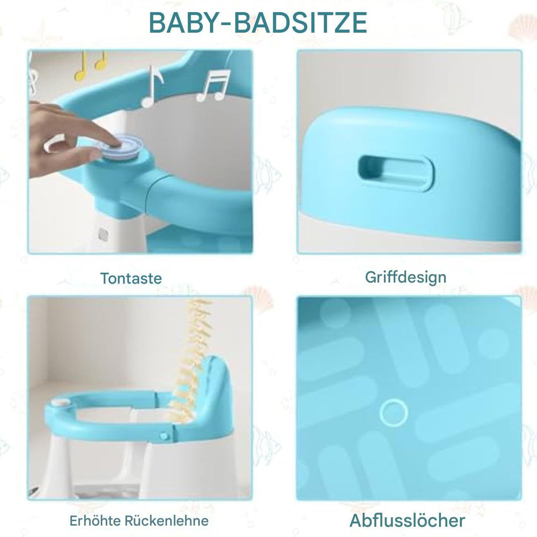 Badesitz Baby 6 Monate | Babybadsitz | Babys Badewanne Stuhl mit 4 Saugnapfern ohne Rutsch | Kleinki