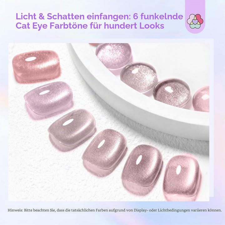 SAVILAND Color Artistry Cat Eye Nagellack Set: 6 Farben Schnelltrocknender Nagellack 12-facher Finge