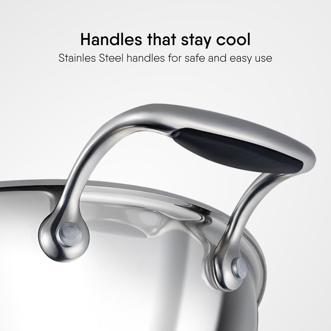 Stahl Stainless Steel Artisan Kadhai, 1-Piece, Silver (10 IN) Kadhai with Handle 26 cm, 3.3 Ltr, Kad