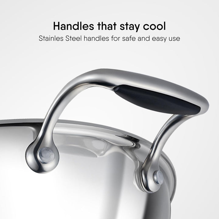 Stahl Stainless Steel Artisan Kadhai, 1-Piece, Silver (10 IN) Kadhai with Handle 26 cm, 3.3 Ltr, Kad