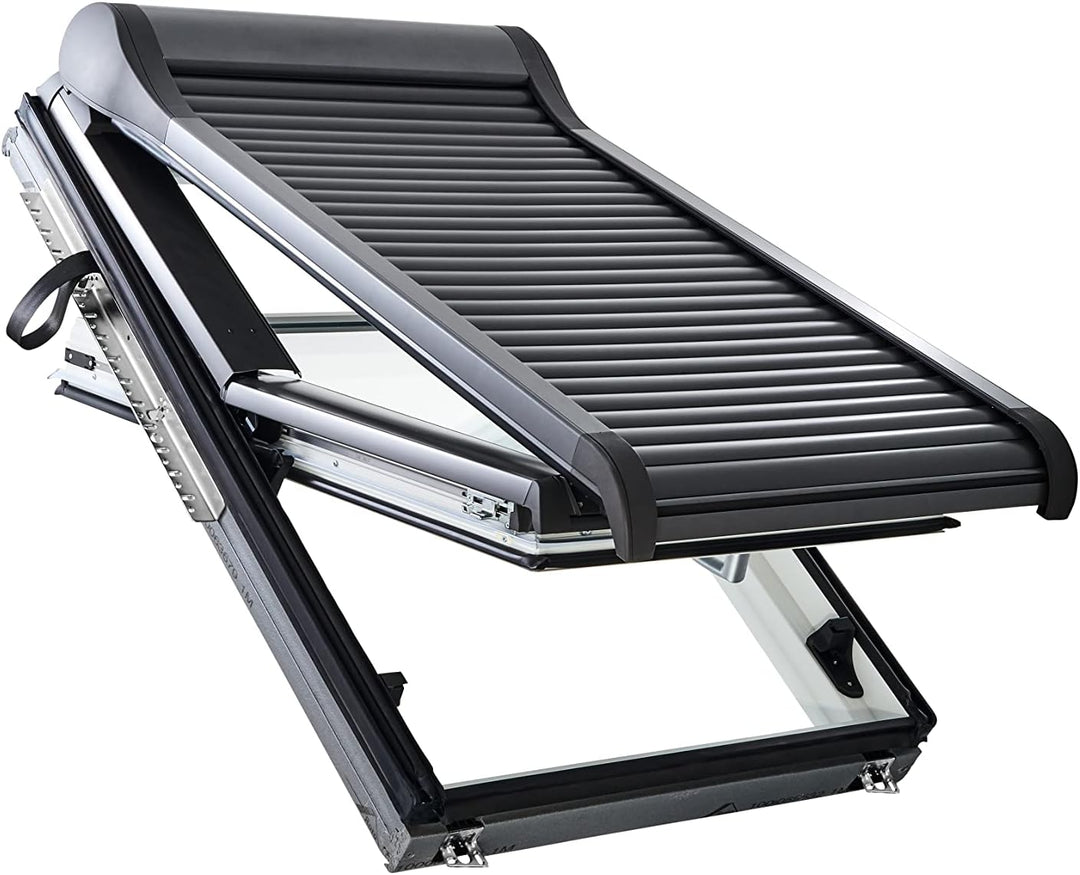 Original Roto Aussenrollladen ZRO Rollladen Manuell mit Kurbel Anthrazit Metallic Doppelwandige Alu-