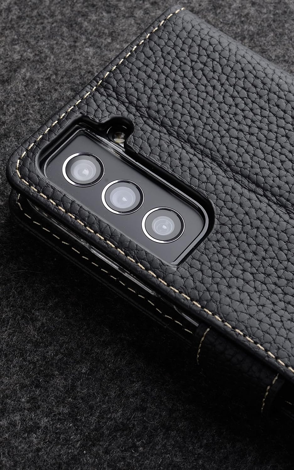 STILGUT Talis kompatibel mit Samsung Galaxy S21 FE 5G Hülle mit Kartenfach aus Leder, Wallet Case, L