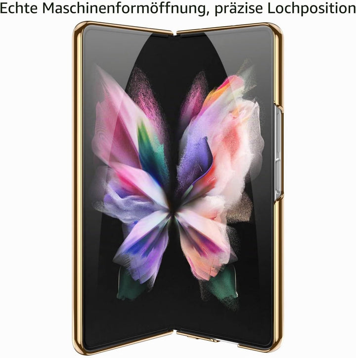 COQUE Galaxy Z Fold 4 5G Hülle,ultradünnes 9H Glas glänzend lackierte Handyhülle,Faltbare Handyhülle