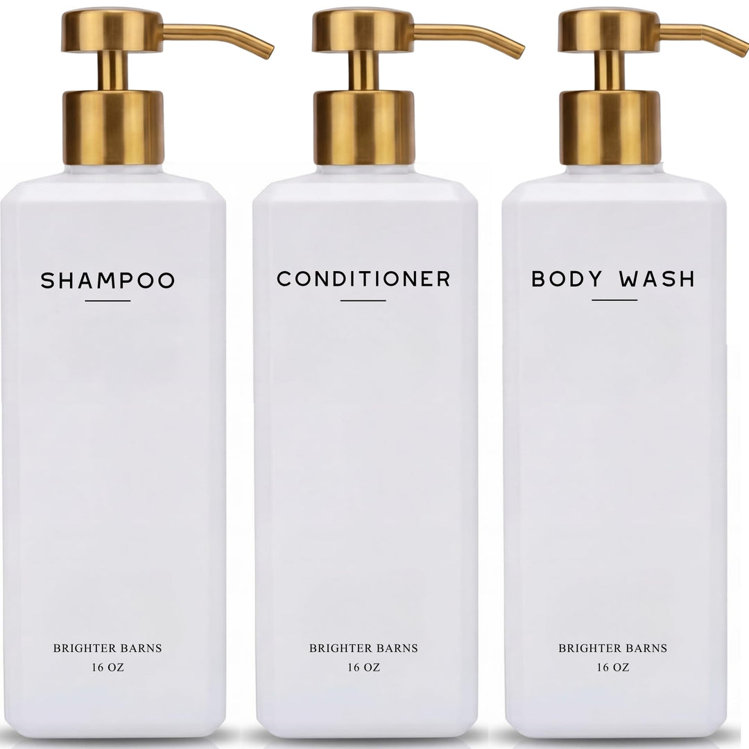 Brighter Barns Luxuriöses Shampoo- und Conditioner-Spender-Set – 473 ml Duschflaschen nachfüllbar mi