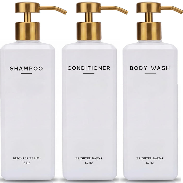 Brighter Barns Luxuriöses Shampoo- und Conditioner-Spender-Set – 473 ml Duschflaschen nachfüllbar mi