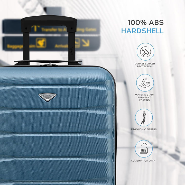 Flight Knight Leichte 4-Rad-ABS-Hartschalenkoffer Handgepack, zugelassen fur uber 60 Fluggesellschaf