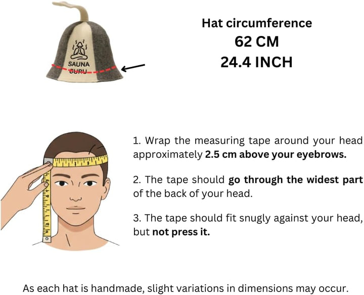 Sauna Guru Saunahut - 100% organische Wollfilzmützen - Schützen Sie Ihren Kopf vor Hitze - Sauna Zub