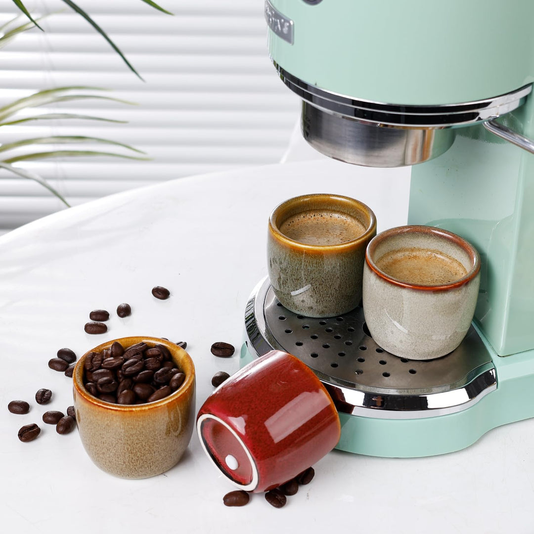 NOVAJOY | Espressotassen Set | 4-teilig | 50 ml | Hochwertige Mini-Espressotasse aus Steingut | Ohne