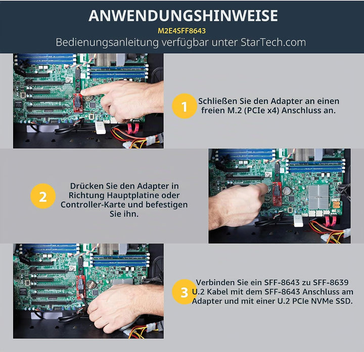 StarTech.com U.2 (SFF-8643) auf M.2 PCI Express 3.0 x4 Adapterkarte für 2,5" U.2 NVMe SSD - M2 PCIe