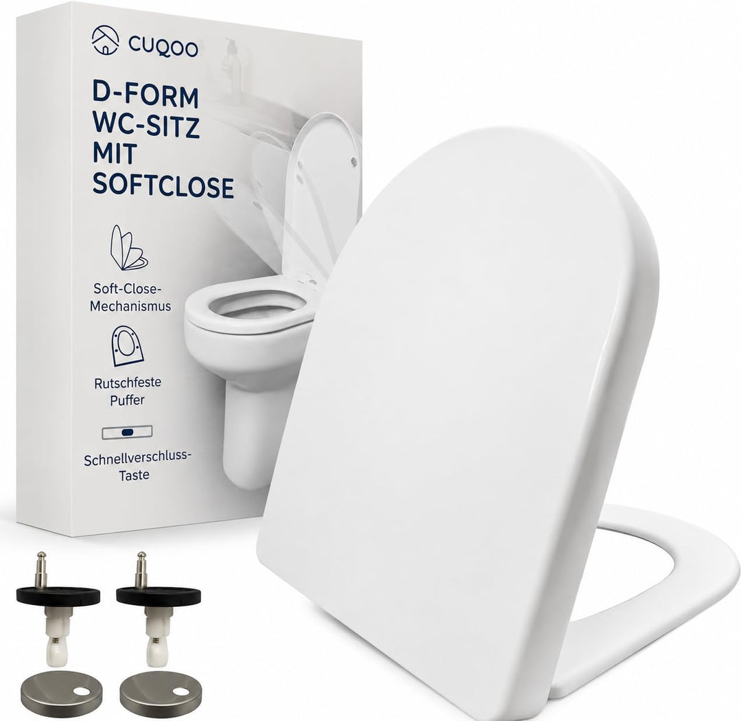 CUQOO Toilettendeckel mit Absenkautomatik | WC Sitz Klobrille Kinder Top D-Form, D-Form