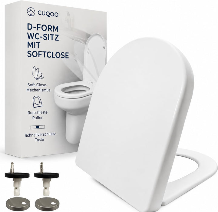 CUQOO Toilettendeckel mit Absenkautomatik | WC Sitz Klobrille Kinder Top D-Form, D-Form