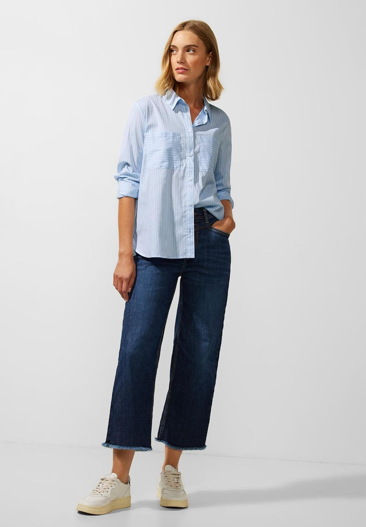 Street One Damen Streifenbluse im Baumwollmix 38 Sublime Blue, 38 Sublime Blue