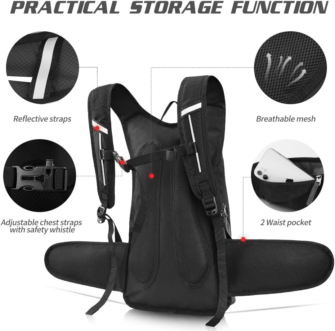 Trinkrucksack mit Trinkblase 3L BPA-Frei, Wasserdichter Outdoor-Rucksack, Rucksack mit Trinksystem,