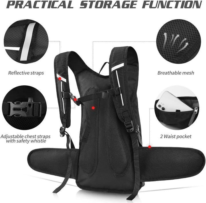 Trinkrucksack mit Trinkblase 3L BPA-Frei, Wasserdichter Outdoor-Rucksack, Rucksack mit Trinksystem,