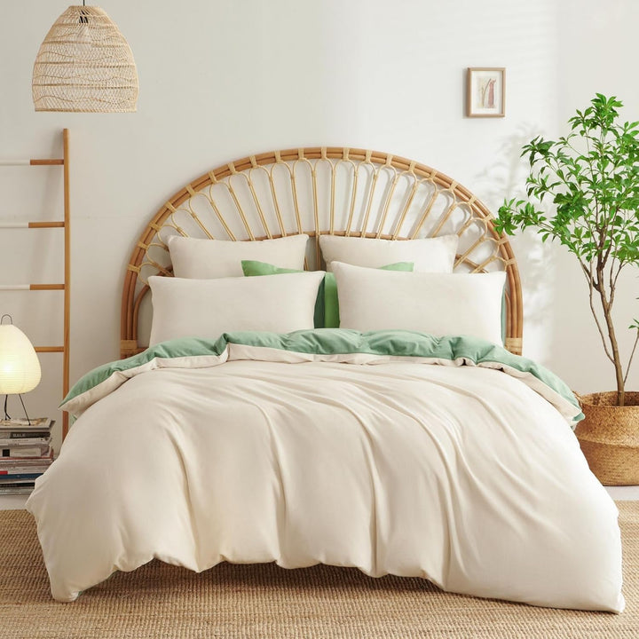 Tospass Winter Bettwäsche 200x200cm 3 Teilig Plüsch Flanell Fleece Creme Weiss Frucht Grün Warm Wint
