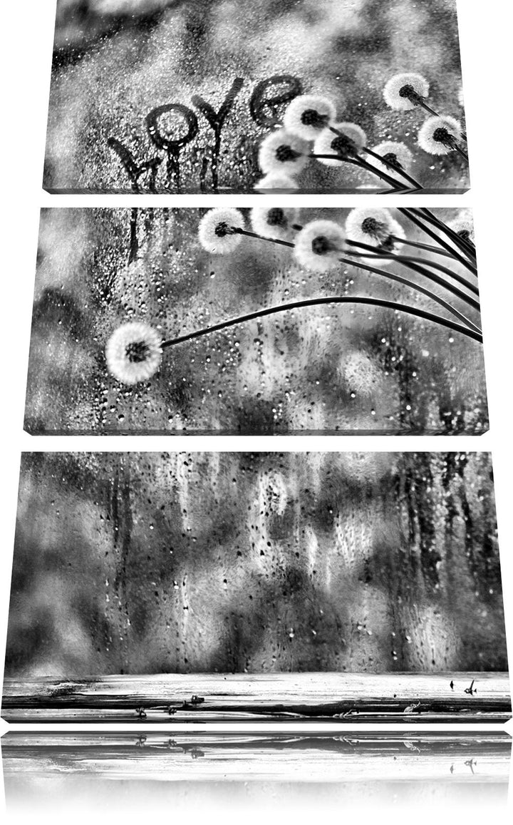 Pixxprint Monocrome, Pusteblumen in Vase 3-Teiler Leinwandbild 120x80 Bild auf Leinwand