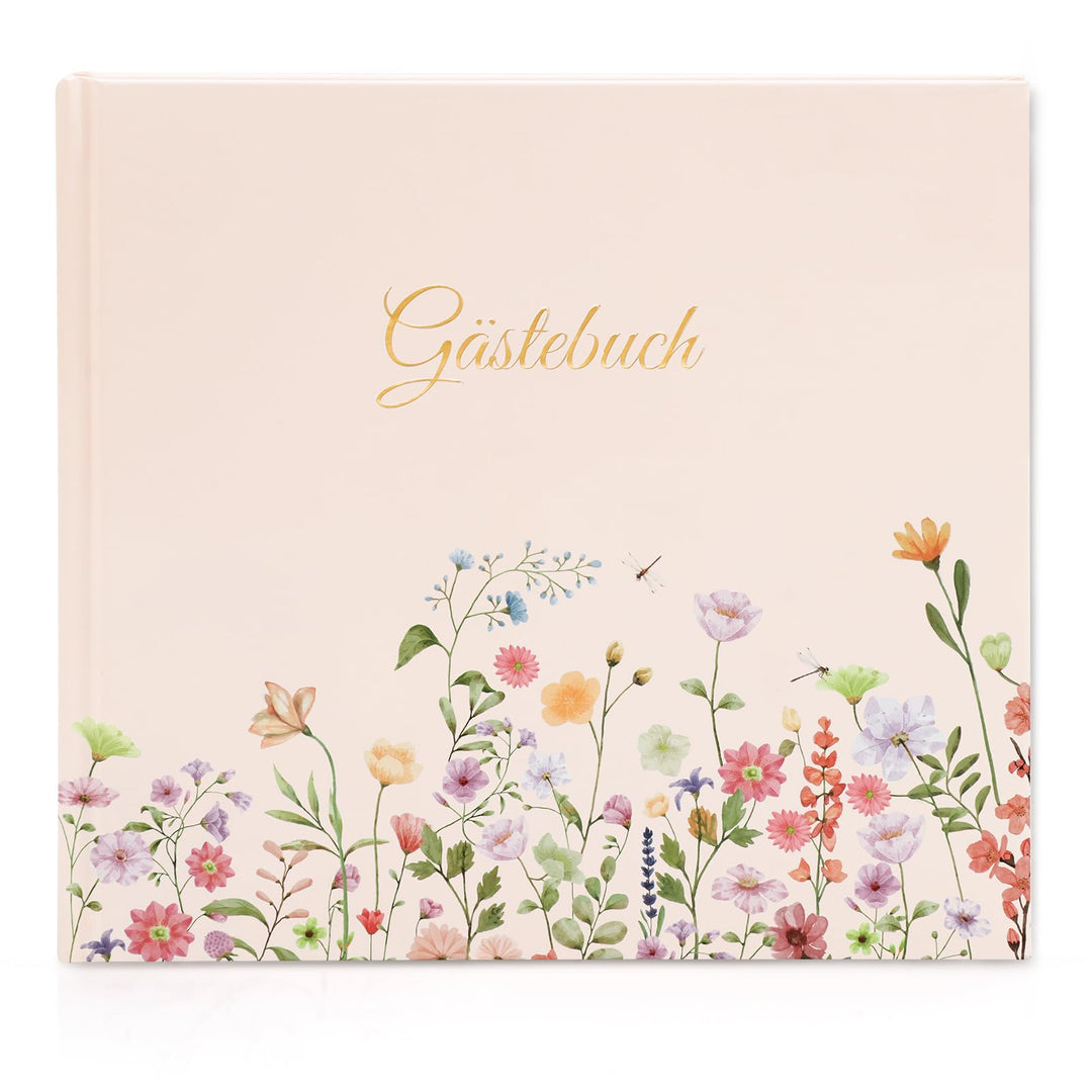 Gästebuch Geburtstag Blanko mit 40 Schöne Aufkleber und 48 Doppelseiten Premium Dickem Papier,Grösse
