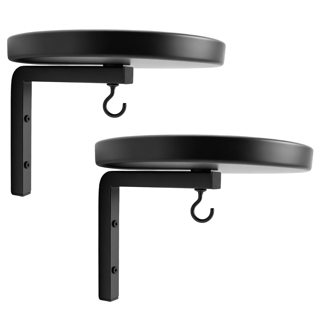 2 Stück Pflanzenständer Pflanzenregal, 20cm Blumenständer Metall Schwarz Wand mit Haken Pflanzenrega