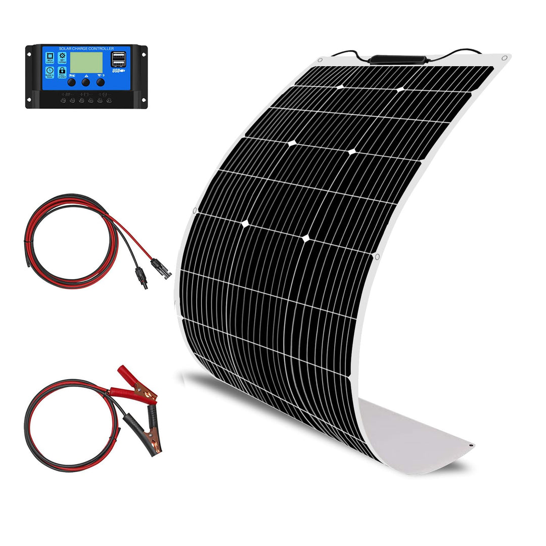 Solarpanel-Set 100W 12V Solarmodule flexibles monokristallines Ladegerät mit 10 A Solarsteuerung für