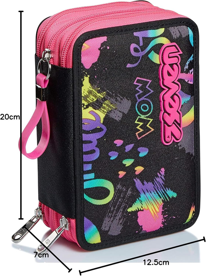 Seven Federmäppchen, Mäppchen, Mehrfarbig, Federtasche für Schreibwaren, Etui komplett mit Bleistift