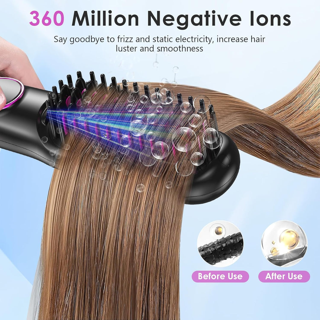 Glättbürste Keramik, Professioneller Glätteisen & Haarbürste, Haarglätter Bürste 9 Temperaturen, Ion