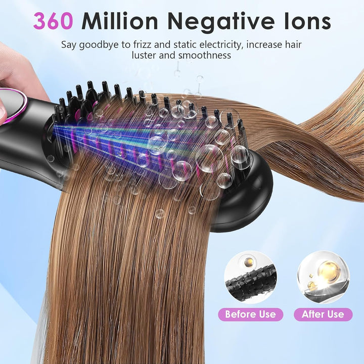 Glättbürste Keramik, Professioneller Glätteisen & Haarbürste, Haarglätter Bürste 9 Temperaturen, Ion