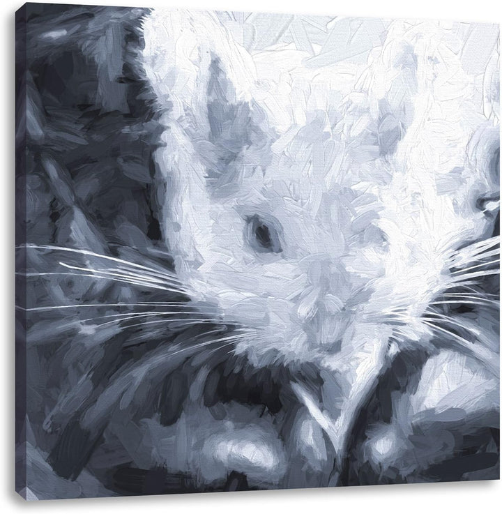 Pixxprint Chinchilla zwischen Schuhen als Leinwandbild | Grösse: 70x70 cm | Wandbild | Kunstdruck |