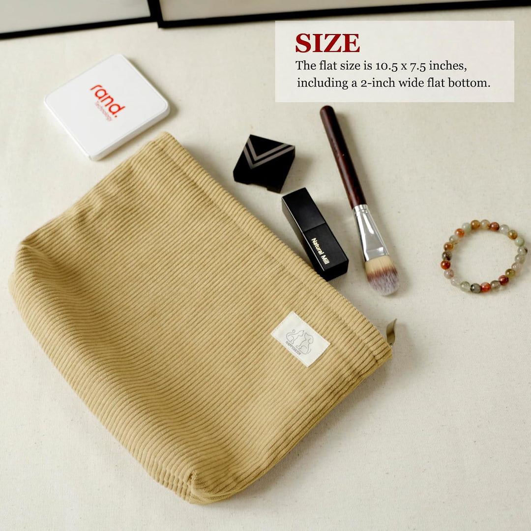 HAPPYHEIDI Ästhetische Make-up-Tasche, Kosmetiktasche, Reise-Reissverschluss, Leinenfutter, Geldbörs