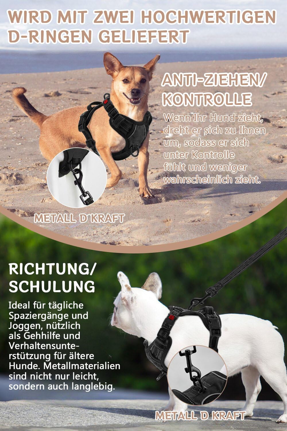 BaoCheng Hundegeschirr Anti Zug Hundegürtel,Kleine/mittlere/grosse Hunde,Atmungsaktives Mesh, Einfac