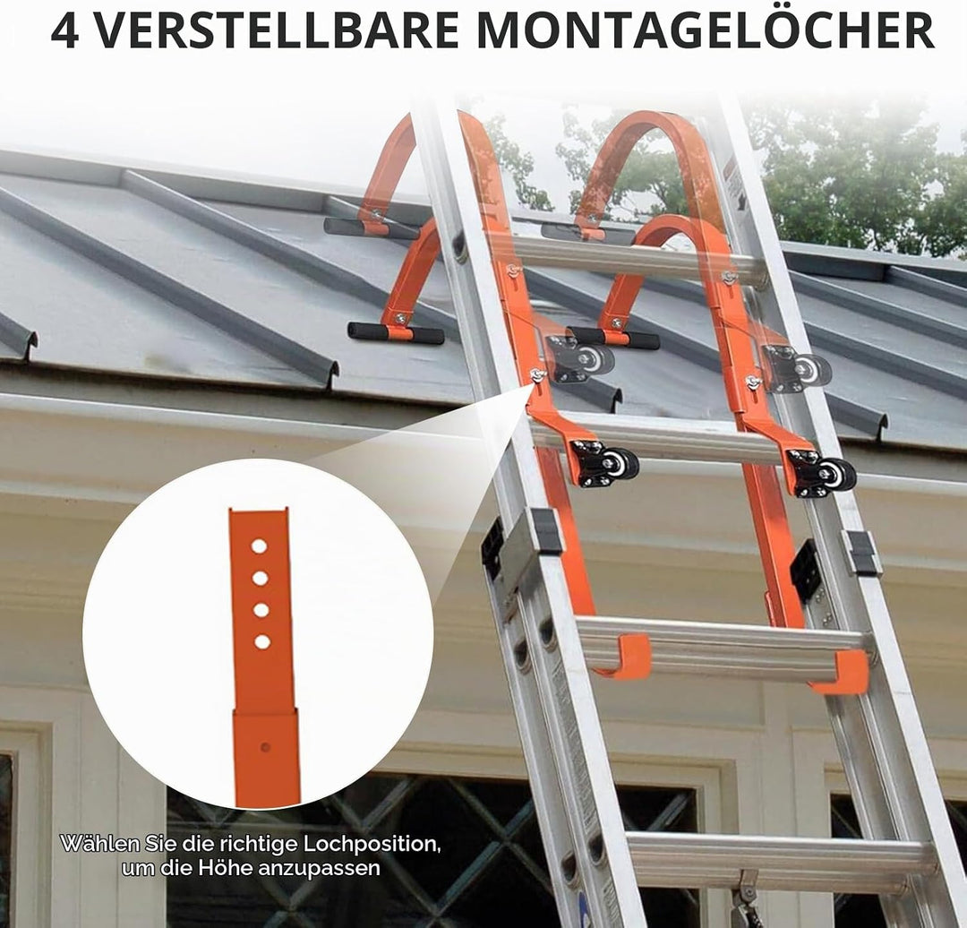 Dachleiter, Leiter Dachhaken, Leiter-Stabilisator mit Rädern, Universal Leiter Verlängerung, Tragfäh