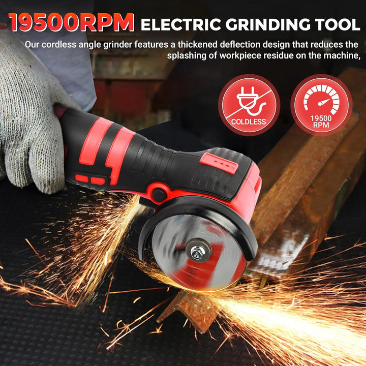 Mini Winkelschleifer, 16.8V Professional Winkelschleifer Set mit 2 Batterien 2000mAh, Trennschleifer