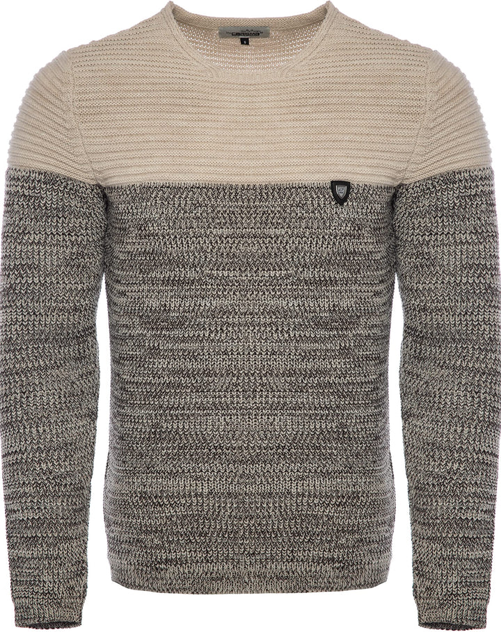 Karl´s People Herren Strick-Pullover Rundhals mit Logopatch | Männer Winter-Pullover |stylischer Her