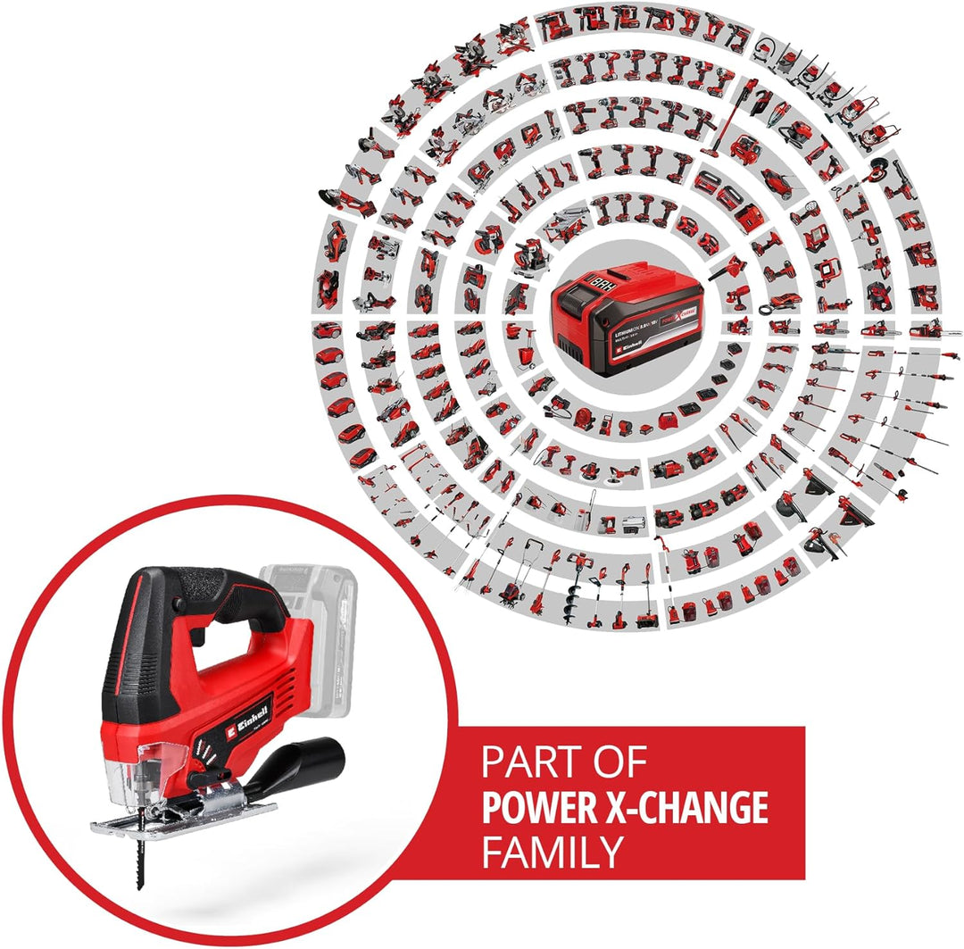 Einhell Akku-Stichsäge TC-JS 18 Li Power X-Change (Li-Ion, 18V, 20 mm Hubhöhe, max. 45° Schrägschnit