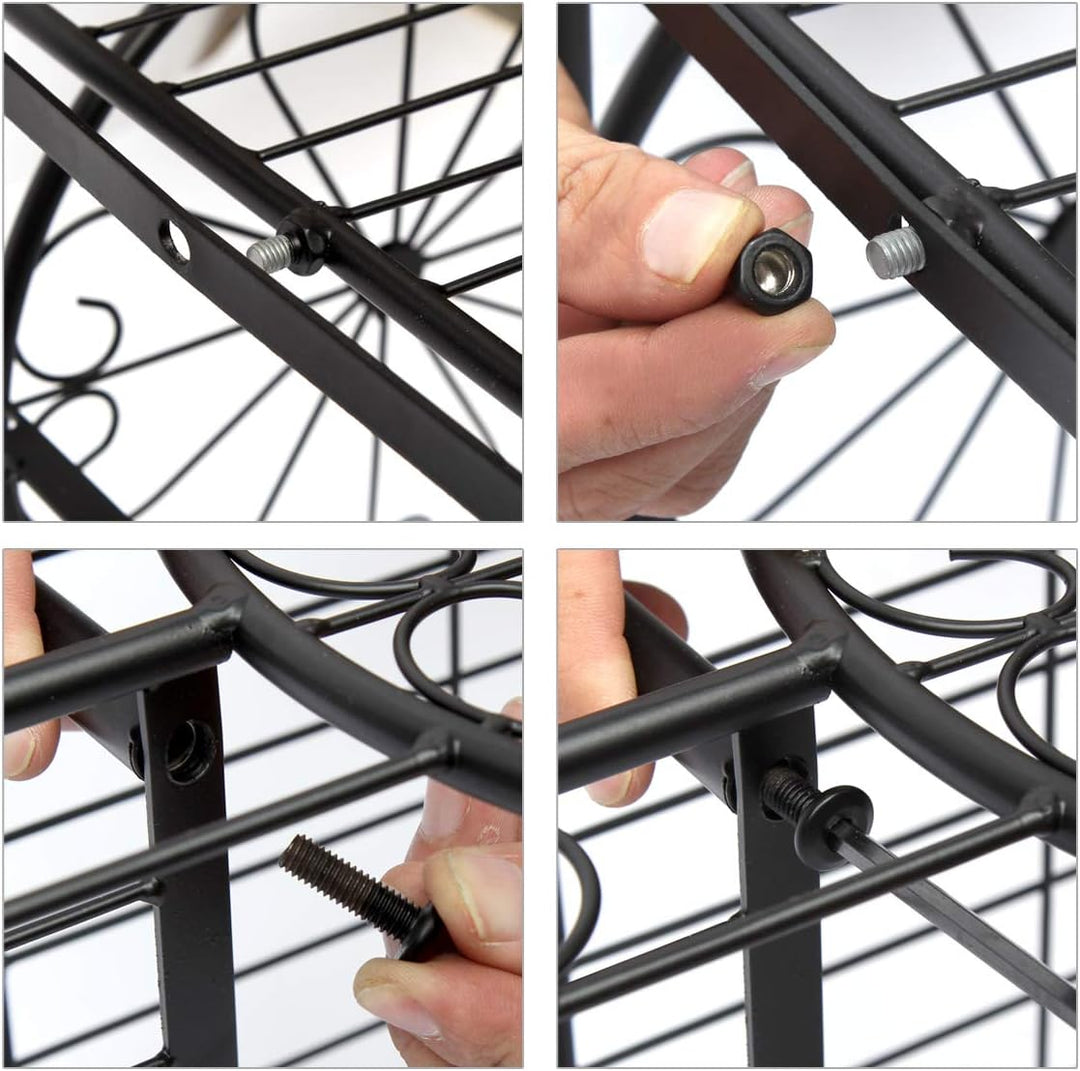 FullBerg 2 Ebene Blumenregal Metall für Pflanzen und Blumenampel, Vierradantrieber schwarz Blumenstä