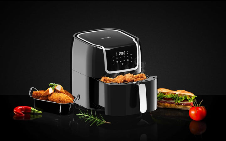 VERTENZ Taste 70 | Kompakte Heissluftfritteuse Airfryer XXL 7.7 Liter Fassungsvermögen | 8 Automatis