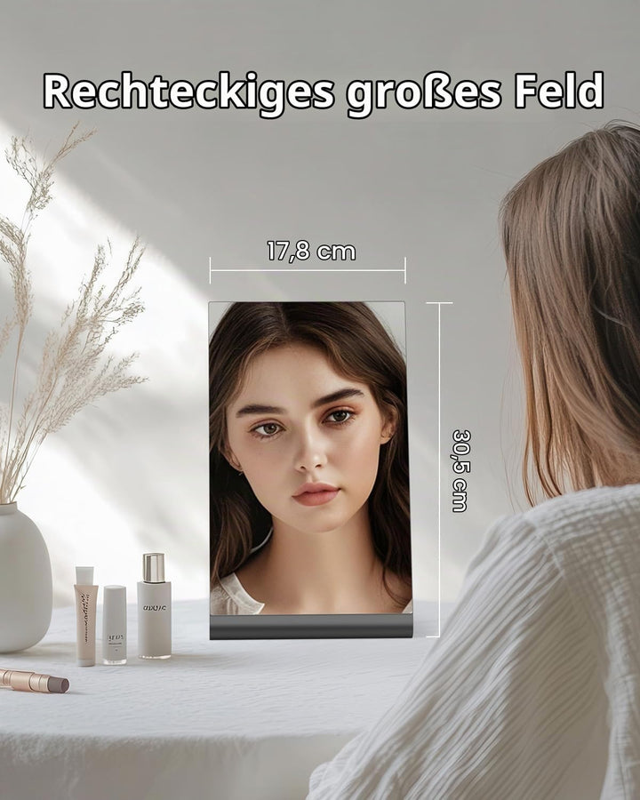 NEZZOE Rechteckiger Schminkspiegel für den Schreibtisch, 12 Zoll Aluminium Tischspiegel, Thekenspieg