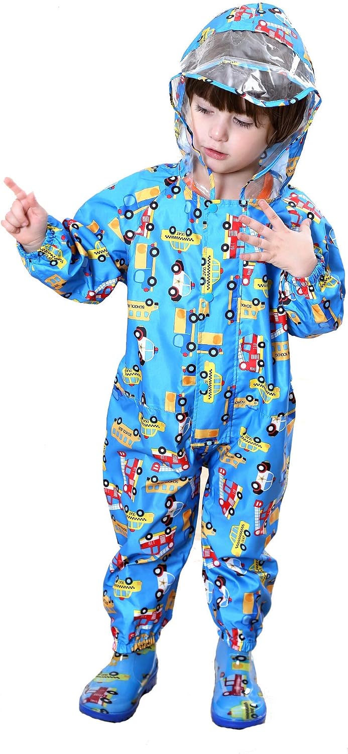 JinBei Kinder Regenmantel Mädchen Jungen Regenjacken Atmungsaktiv Wasserdicht Kapuze Leicht Regenanz
