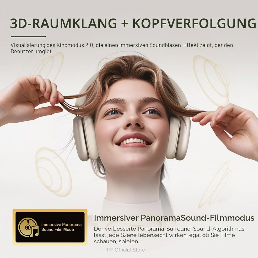 iKF Mars Kopfhörer Kabellos Over Ear mit Adaptiver Noise Cancelling,Bluetooth Headset mit 6 Mikrofon