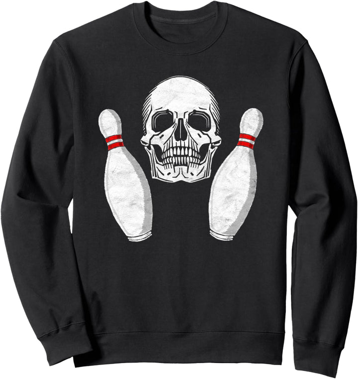 Vintage Bowling Pin & Skull Retro Graphic Sweatshirt