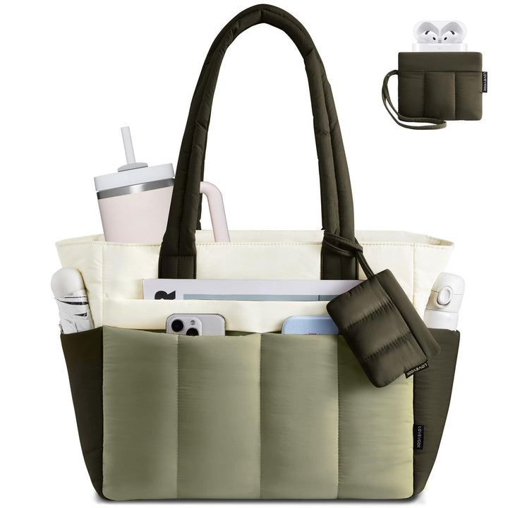 LOVEVOOK Shopper Tasche Handtasche Damen Gross, Leicht Arbeitstasche 15,6 Zoll Puffer Tote Bag, Dail