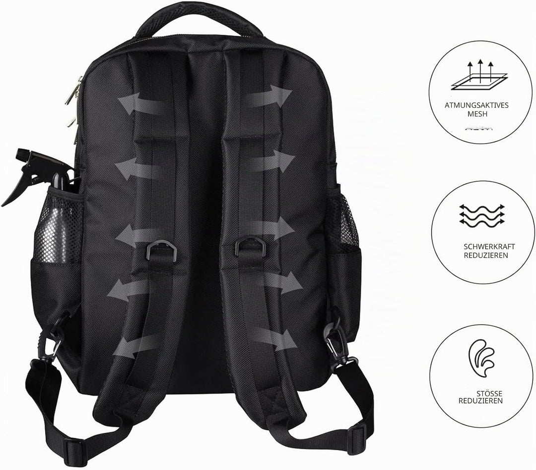 Barber Clippers Rucksack Tasche für Friseur, Friseurtasche Haarwerkzeuge Organizer Schwarz Barber Ba