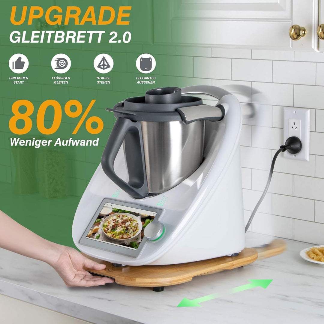 PUERSI Gleitbrett für Thermomix TM6/TM5, 2te Generation, Brett für Thermomix mit Rollen, Leicht Glei