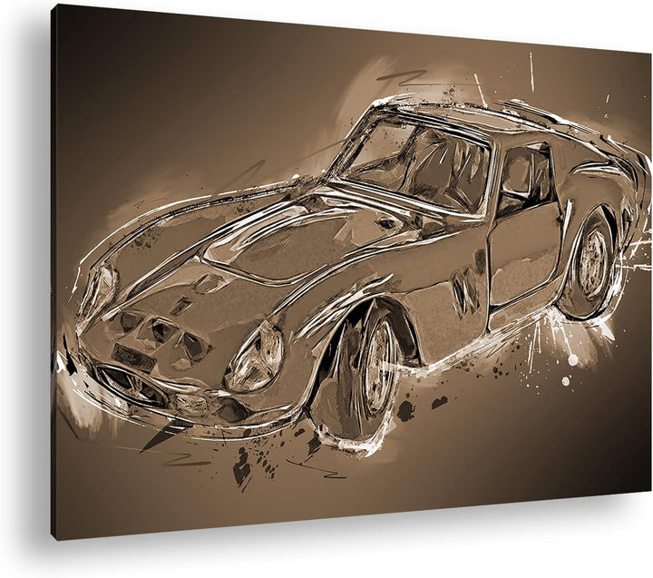 deyoli gezeichneter Sportwagen Effekt: Sepia Format: 80x60 als Leinwandbild, Motiv fertig gerahmt au
