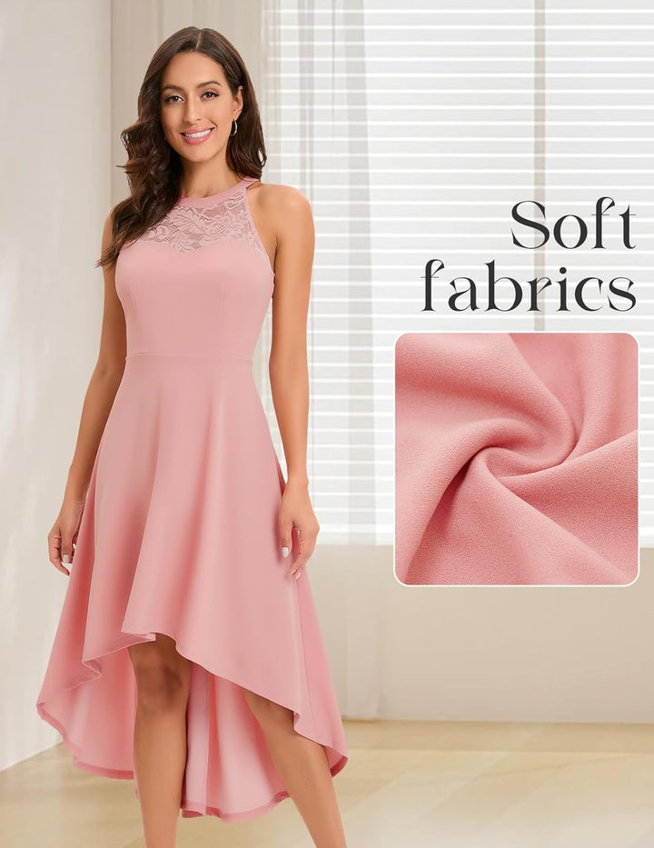 Bbonlinedress Abendkleider elegant für Hochzeit gast festliches Kleid Damen Neckholder Konfirmations