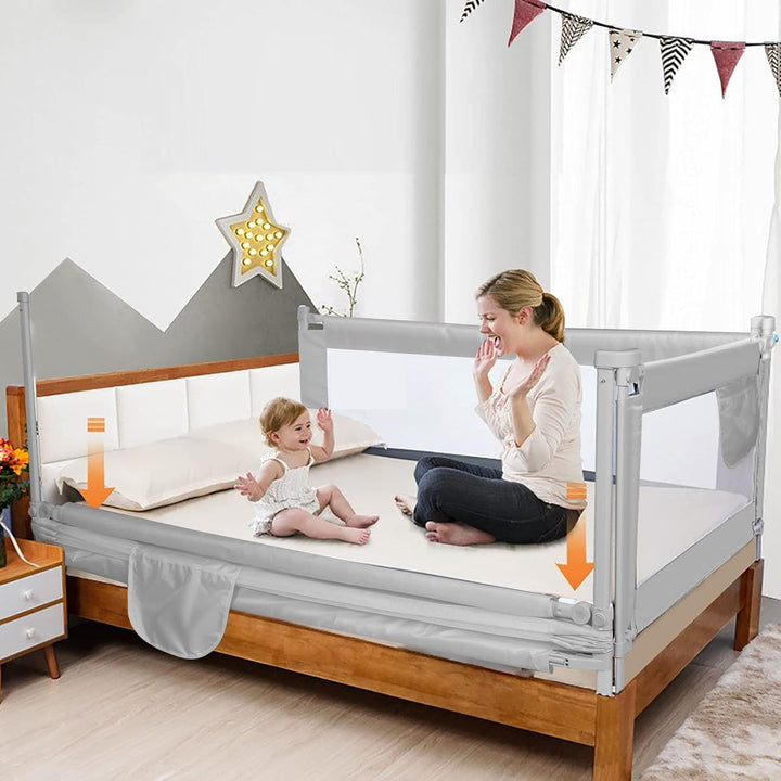 Sinbide Bettgitter Verstellbarer Rausfallschutz für Kinderbett, Babysicherheit, 100cm hoch, Metallra