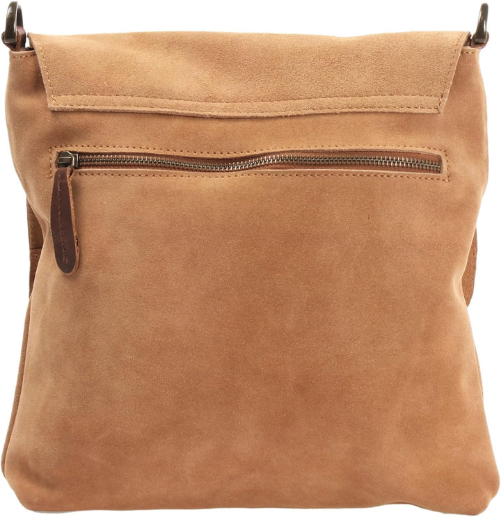 LECONI Umhängetasche für Damen Crossbag Veloursleder Echtleder Natur Damentasche Schultertasche Lede